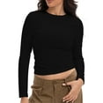 thumbnail image 5 of Womens Long Sleeve Shirts Basic Crop Tops Going Out Fall Fashion Underscrubs Layer Slim Fit Tops, 5 of 6