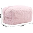 thumbnail image 2 of Small Travel Fuzzy Makeup Bag: Aesthetic Makeup Bag, Soft Plush Cosmetic Bag for Women, Cute Makeup Bags for Purse, Portable Storage Bag Zipper Toiletry Organizer (Pink), 2 of 7