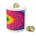 thumbnail image 3 of Purple Mandala Piggy Bank, Hippie Circular Rainbow Spiral Inside Hipster Art, Ceramic Coin Bank Money Box for Cash Saving, 3.6" X 3.2", Multicolor, by Ambesonne, 3 of 4