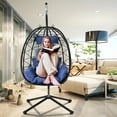 thumbnail image 2 of SYNGAR Hanging Egg Chair, Swing Chair with Steel Hammock Stand Set, Hammock Chair with Soft Seat Cushion, Multifunctional Hanging Chairs for Outdoor Indoor Bedroom, Navy Blue, 2 of 12