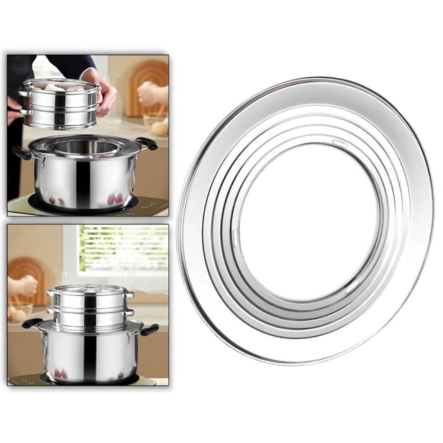 Anillo de cocción al para cesta vaporera sobre ollas, rejilla adaptadora de cocina de acero inoxidable para cocinas domésticas y comerciales Diámetro exterior. 31cm