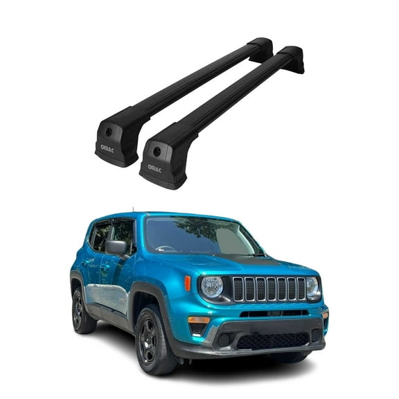 Roof Rack Cross Bars Luggage Carrier for Jeep Renegade 2015-2023 Alu Black 2 Pcs