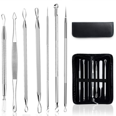 7Pcs Blackhead Remover Kit, Pore Cleaner Extractor Set, Professional Stainless Steel Pimple Tool, Treatment for Whitehead Blemish Acne, Comedone, Pimple Tool with