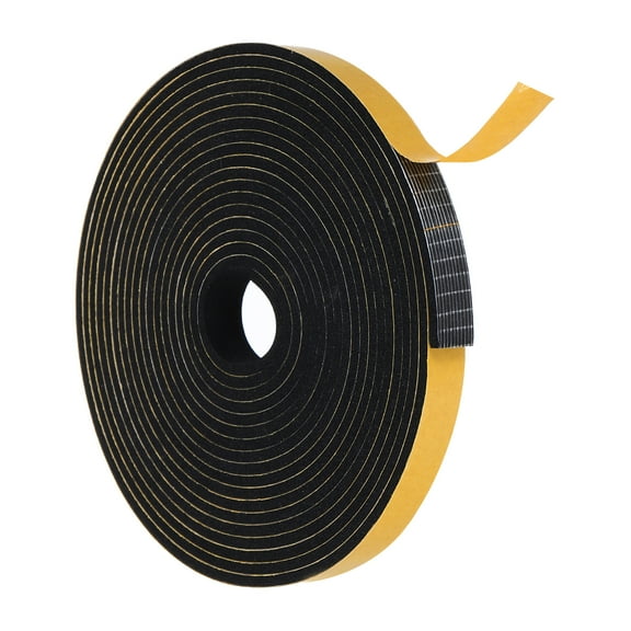 Weather Door Seal Strip Tape for Window 1/2 Inch x 1/8 Inch x 16 Feet, Black