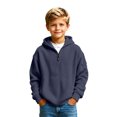 thumbnail image 3 of Hoodies for Boys Quarter Zip Waffle Knit Pullover Hooded Sweatshirt Tops,Kids Zip Long Sleeve Hoodie,Teen Boy Fashion Fall Winter Casual Sweatshirts,Back to School Clothes,Navy,M, 3 of 7