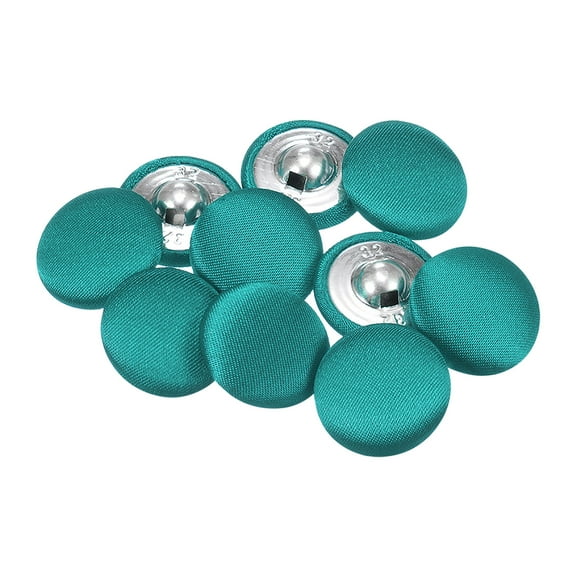 10pcs 32L Fabric Cloth Covered Button 20mm Round Metal Shank Sewing Buttons for Suits Blouses Sweaters, Dark Green