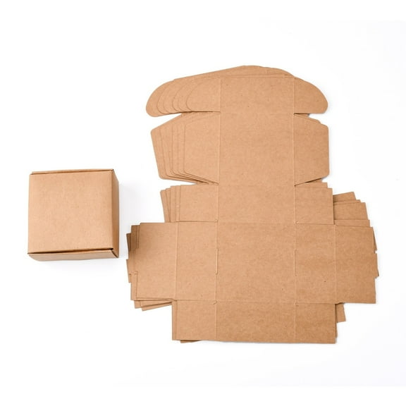 10pcs Kraft Paper Gift box Shipping boxes Folding boxes Square BurlyWood 8x8x4cm