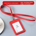 thumbnail image 1 of Neutral Minimalist Style PU Leather Protective Sleeve for ID Card Work Badge Student School Name Tag Lanyard Buckle Home Use, 1 of 5