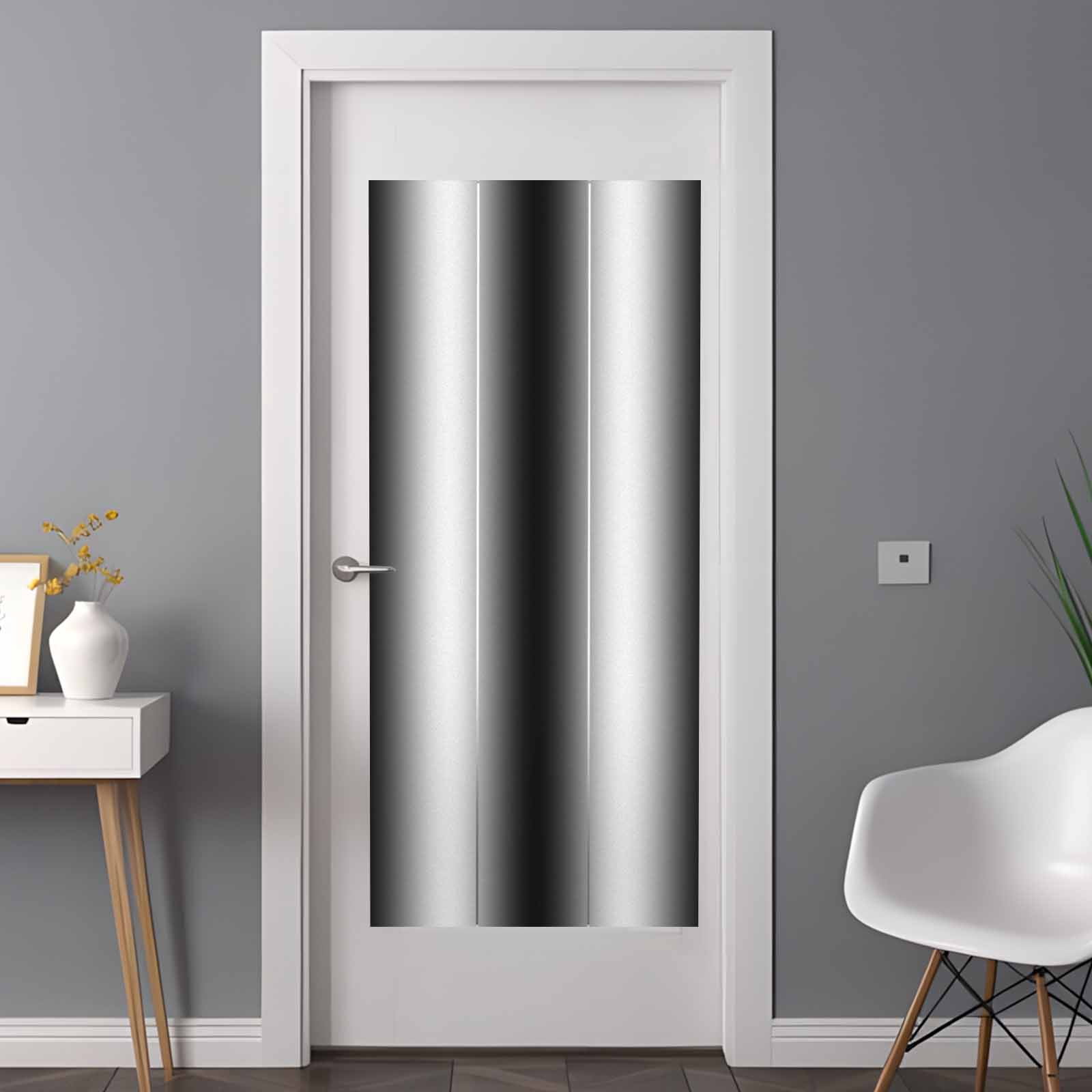 Black White Window Privacy Film, Gradient Gray Monochrome Minimalist Stripe Static Cling UV Sun Blocking Tint Film Heat Control Windows Films for Bedroom Bathroom, Window Stickers 35.4"x78.7"