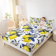 thumbnail image 4 of Manfei Tropical Fruit Bed Sheets,Cute Lemon King Sheets,Yellow Blue White Sheet Set For Child,Breathable Home Decor,4-Piece, 4 of 7