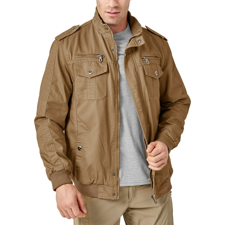 【日本入手困難】Panama cotton blouson jacket with pockets TACVASEN Mens Comfortable Cotton Jacket Outdoor Hiking Coat