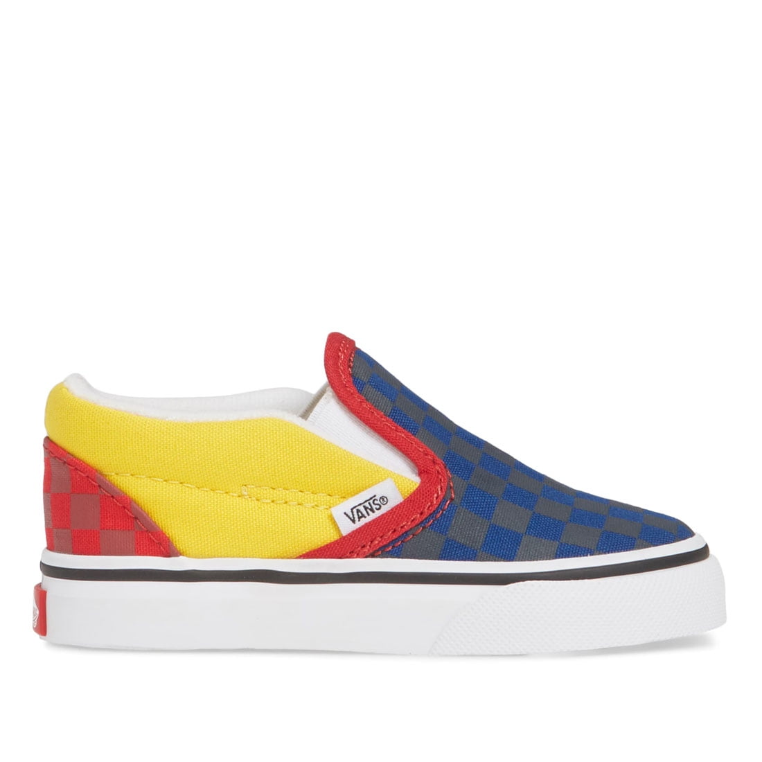 Vans Kids Classic Slip-On (Infant/Toddler) Boys Shoes (OTW Rally) Navy/Yellow/Red : 5.5 Toddler M