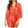 thumbnail image 2 of HAPIMO Robe Lingerie Dress for Women Valentine's Day Gift Lace Pajamas Leopard Clearance Underwear Sleepwear Nightwear Satin Silk Cardigan Nightdress Bathrobe Ladies Robes Red S, 2 of 3