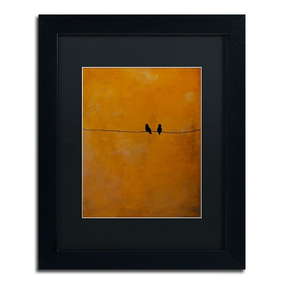 Trademark Fine Art "Bird Pair Yellow" Canvas Art by Nicole Dietz, Black Matte, Black Frame