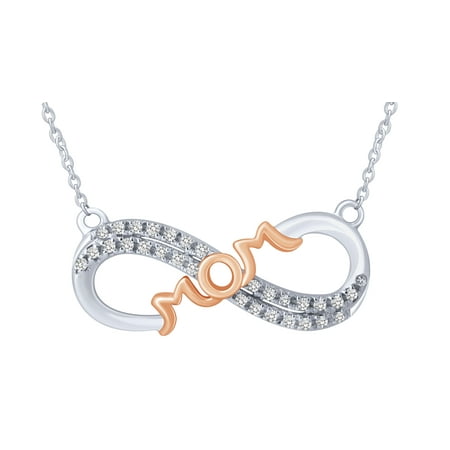 Diamond Infinity Mom Pendant in Sterling Silver and 14 Karat Rose Gold