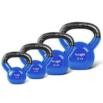 Yes4All 70 lb Vinyl Coated / PVC Kettlebell, Blue, Combo / Set, Includes 10-25lb