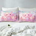 thumbnail image 2 of Axolotl Bedding Set Queen Size Kawaiii Salamander Cute Fitted Sheet Pink Dreamy Castle Nebula Bed Sheets Ocean Animals Cute Sheets Bedroom Decor（No Top Sheet）, 2 of 5