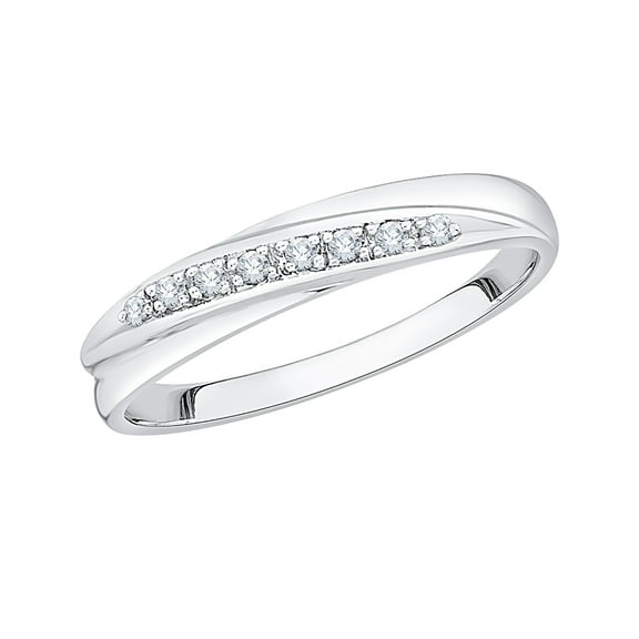 KATARINA Diamond Anniversary Wedding Band Stackable Ring in Sterling Silver (1/20 Cttw, G-H, I2-I3) (Size-6)
