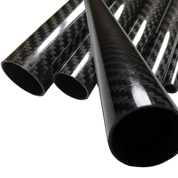 2 Carbon Fiber Tubes - 25mm x 23mm x 1000mm - 3K Roll Wrapped 100% Carbon Fiber Tube Glossy Surface -2 Tubes