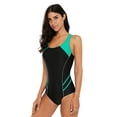 thumbnail image 3 of Beautyin Women's Swimsuit One Piece Color Block Cross Back Athletic Modest Swimwear, 3 of 6
