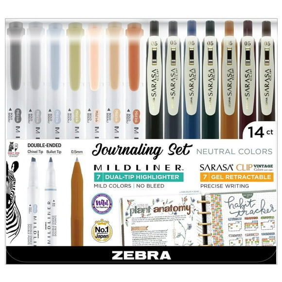 Mildliner Double-ended Highlighter and Sarasa Clip Vintage 14 pack