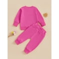 thumbnail image 6 of Toddler Baby Girl Valentines Day Outfit Letter Embroidery Long Sleeve Sweatshirt Tops Long Pants Spring Fall Clothes, 6 of 8