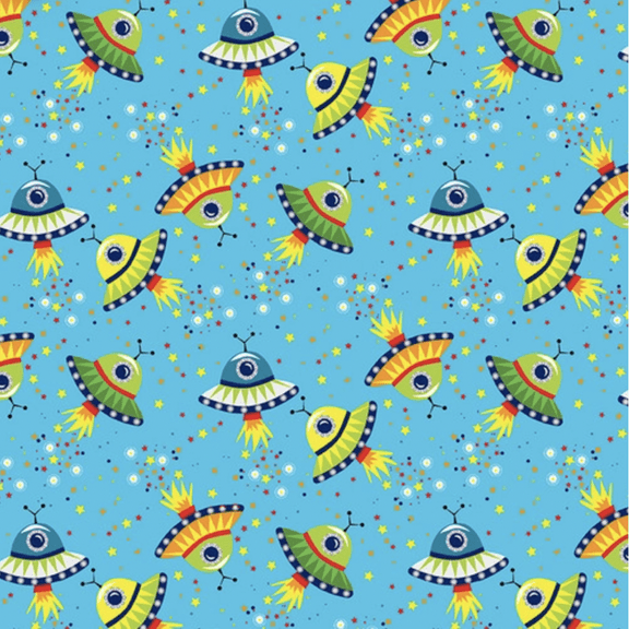 Henry Glass Blast Off Into Spaceships Allover Fabric By The Yard