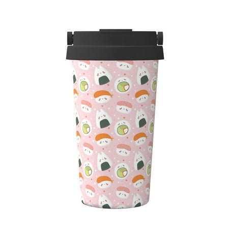 

Qekee Cute Sushi (2) Print Insulated Coffee Mug Coffee Tumbler Cup Thermos Mug Water Bottle with Handle & Flip