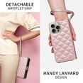 thumbnail image 5 of For Apple iPhone 13 mini Wallet Case Magnetic Flip Cover 9-Card Slots Zipper Pocket With Detachable Shoulder Strap And Wrist Strap,Rose gold,For iPhone 13 mini, 5 of 7