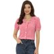 thumbnail image 1 of INSPIRE CHIC Top De Camisa A Cuadros Con Volantes Y Botones De Manga Corta Con Cuello Peter Pan Para Mujer Rojo S, 1 of 6