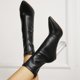 thumbnail image 4 of NECHOLOGY Botas Mujer Adulto Femenino Zapatos Botines mujer Zapatos de mujer Botines Botas Tacón de cristal Botines de tacón grueso Botines de punta estrecha Tacones altos (Black, 8.5), 4 of 7
