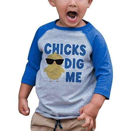 

7 ate 9 Apparel Boy s Chicks Dig Me Vintage Baseball Tee Blue and Black