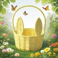 thumbnail image 6 of Easter Bunny Basket, Woven Cotton Rope Storage Basket with Rabbit Ears, Cute Easter Gift Basket for Kids Boys Girls, Easter Decorations Egg Storage Basket with Handle, 6 of 8