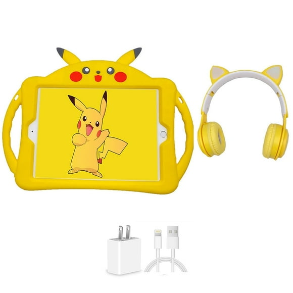 Open Box | Apple iPad Air | 9.7-inch | 32GB | Newest OS | Wi-Fi Only | Bundle: Pikachu Case, Yellow Cat Wireless Headset, Rapid Charger By Certified 2 Day Express