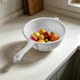 thumbnail image 4 of Strainer Colander With Long Handle Plastic Compact Drain Basket Handheld Food Washing Strainer For Fruits Noodles And Vegetables,White - 37.5X9.8Cm, 4 of 4