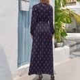 thumbnail image 3 of Navy And Pink Lobsters Pattern Women's Long Dress Long Sleeves Dress Vintage Dresses Party Maxi Dress High Waist Dress, 3 of 4