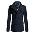 thumbnail image 3 of SPRING PARK Men's Winter Long Sleeve Thick Lapel Collar Double-breasted Pockets Woolen Slim Trench Coat, 3 of 6