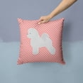 thumbnail image 2 of Bichon Frise Checkerboard Pink Fabric Decorative Pillow, 2 of 4