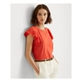 thumbnail image 1 of LAUREN RALPH LAUREN T-Shirt Orange à Manches Volantées à Col Rond pour Femmes TG, 1 of 4