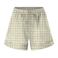 thumbnail image 5 of larppty Womens Boxer Shorts Cotton Plaid Gingham Shorts Summer Elastic Waist Pajama Buttoms with Pockets（Beige， L）, 5 of 5