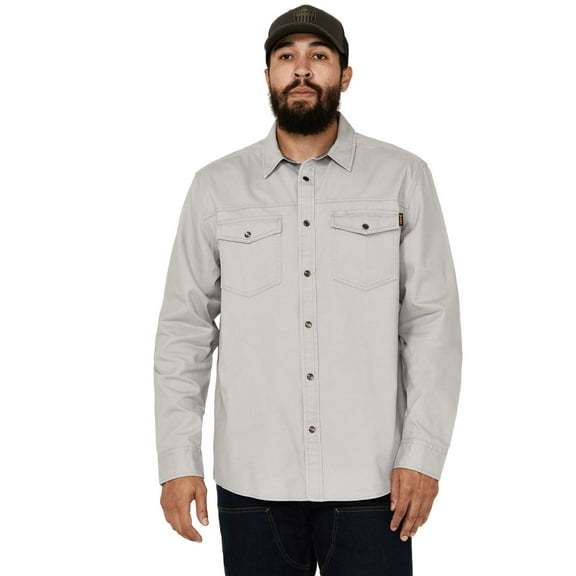 Hawx Work Gear Men's All Out Woven Solid Long Sleeve Snap Work Shirt Tall Grey  Tall