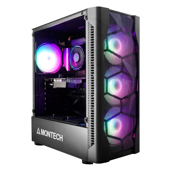 KLY Neon - Gaming Desktop PC, Ryzen 5 5500 6-Core 3.6 GHz, GTX 1650 4GB GDDR6, 16 GB RAM DDR4 3200 MHz, 512 GB SSD, RGB, Windows 11 Home