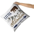 thumbnail image 7 of Little Adventure Throw Pillow Cover - The Mountains are Calling Navy Blue Pillow Case Arrow Campfire Bear Woodland Adventure Cushion Cover Decorative Square 18x18 Inch Pillowcase Set of 2, 7 of 7