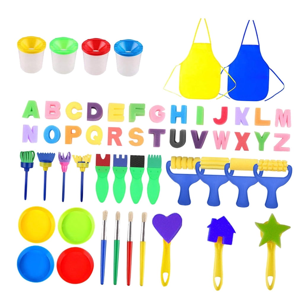 KHBUAB 55Pcs Art Painting Sponge Brush with Strong Handle Assorted