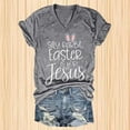 thumbnail image 2 of T Shirts For Women Womens Tops Rabbit Easter If For Print V Neck Oversized Graphic T Shirt, 2 of 4