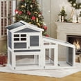 thumbnail image 6 of Huisuilinss Wooden Rabbit Hutch,Large Rabbit Cage ChickenCoop Expandable With Pull Out Trays,Chew-Proof Ramp & Waterproof Roof,Small Animal Habitat For Indoor And Outdoor, 6 of 7