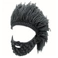 thumbnail image 5 of Cave Dwellers Wig Hat Handmade Knitted Beanie for Men Women, Funny Novelty Winter Hat with Beard for Adults, Warm Fleece Lined Costume Party Christmas Gifts, 5 of 5