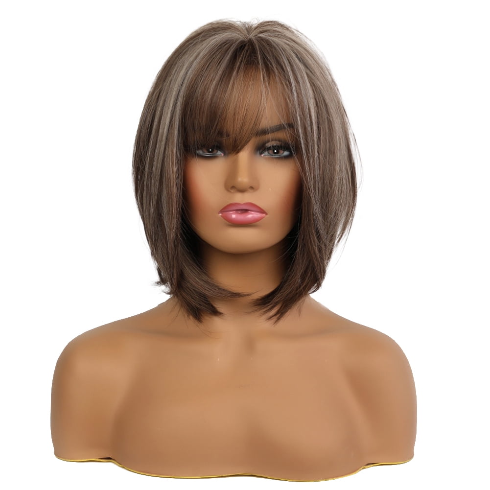 Cuekondy Ombre Short Bob Synthetic Hair Wig for Women Side Middle Hair Wigs for Party Cosplay Costume Hollowen 