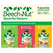 Beech-Nut Favorite Flavors Stage 2-4 Toddler Baby Food Variety Pack, 3.5 oz Pouch (9 Pack)