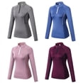 thumbnail image 4 of CNKOO T-Shirts à Manches Longues à Fermeture Éclair pour Femmes Yoga Course Quart de Zip Pull T-Shirts d'Exercice Rouge s, 4 of 4